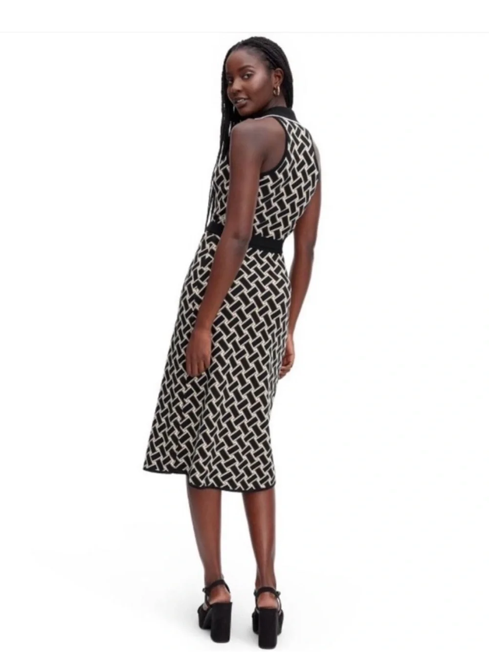 Diane Von Furstenberg x Target Geometric Knit Halter Wrap Midi Dress Size XXS - Picture 3 of 13